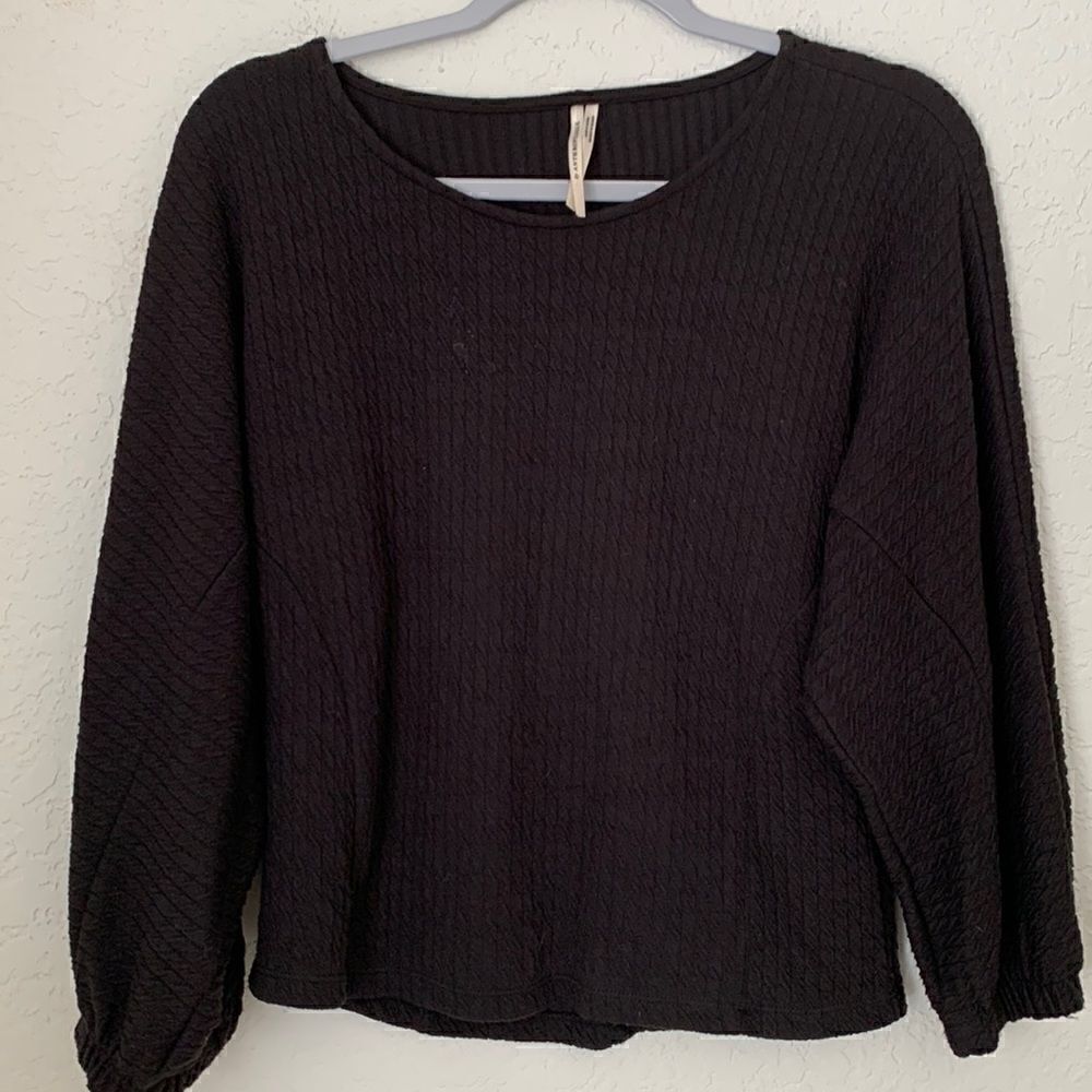 Anthropologie Black 3/4 Sleeve Top  Size S